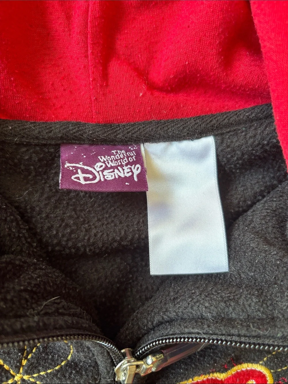 Disney Black Hooded 1/4 Zip-Up Sweater with Red Lining and Tigger Graphic